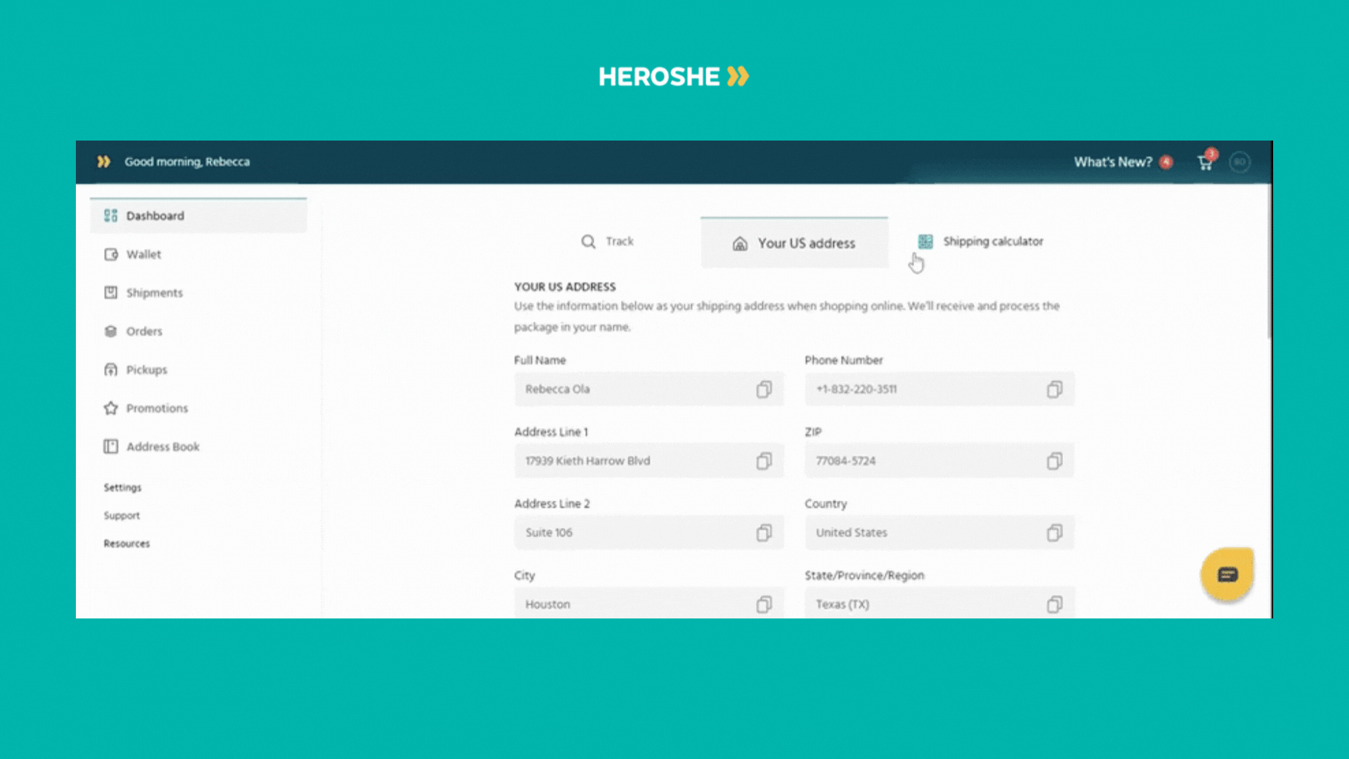 Heroshe checkout process