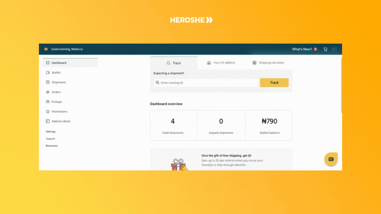 This is a GIF of Heroshe Post - the new customer dashboard
