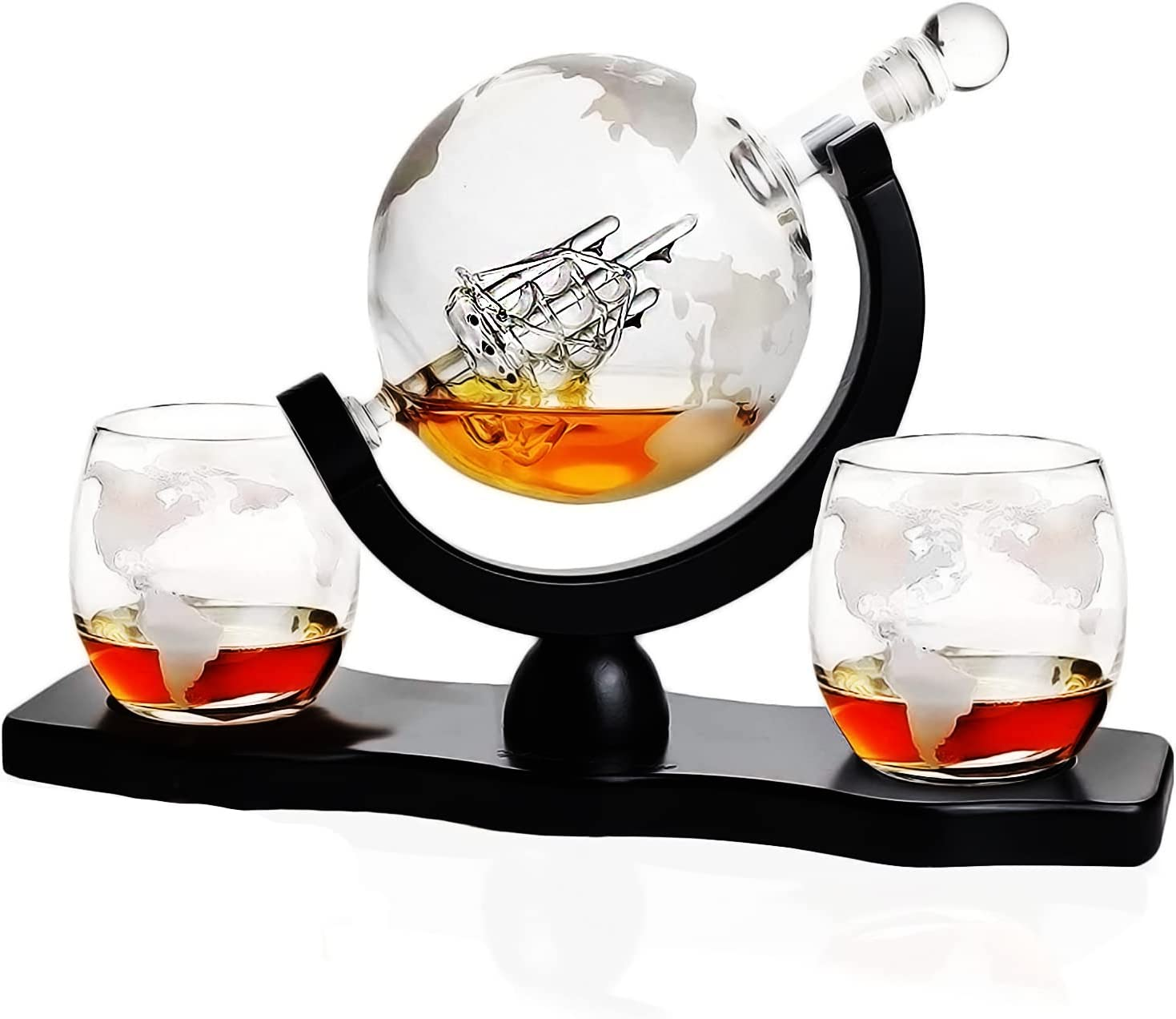 Whiskey & Wine Decanter Globe World Set