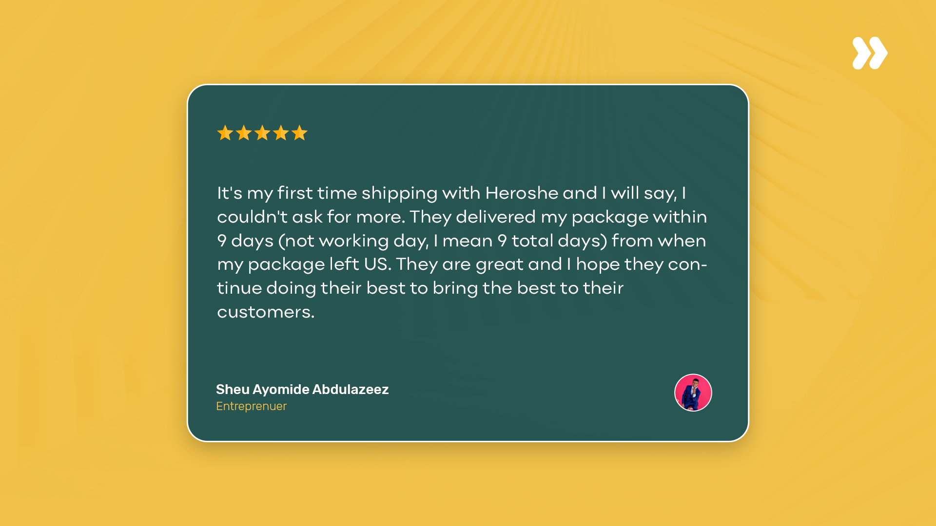 Heroshe customer testimonial