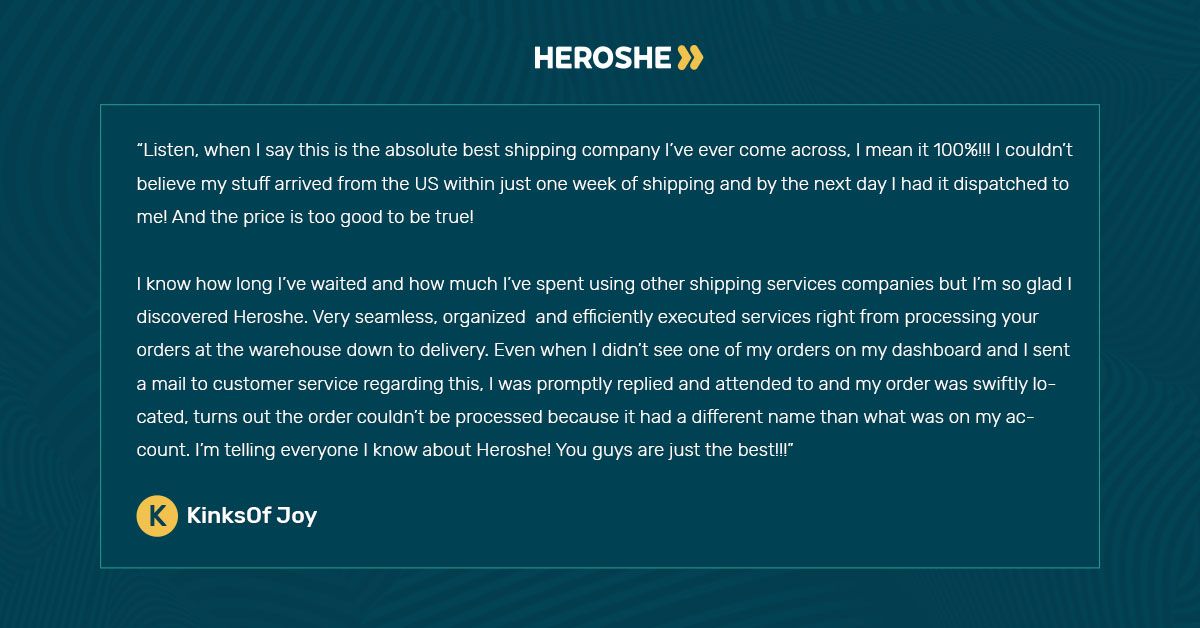 A client feedback showing how fast and affordable Heroshe is