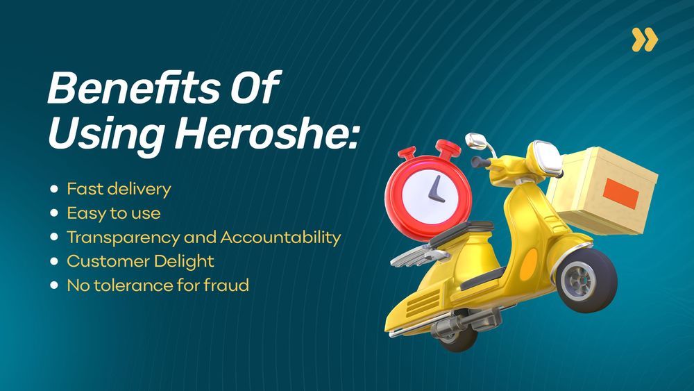 A flyer with a dispatch bike and the caption benefits of using Heroshe